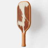 textuur van bruin en wit koeienhuid pickleball paddle (Links)