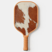 textuur van bruin en wit koeienhuid pickleball paddle (Achterkant)