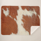 textuur van bruin en wit koeienhuid sherpa deken (Voorkant (horizontaal))