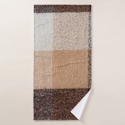 textuur van bruin gevlekte wolvlies. tartan badhanddoek (Badhanddoek)