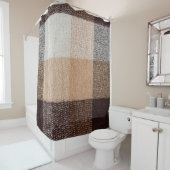 textuur van bruin gevlekte wolvlies. tartan douchegordijn (In situ)