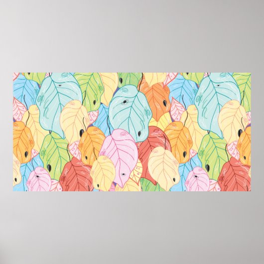 textuur van de felgekleurde bladeren poster (Voorkant)