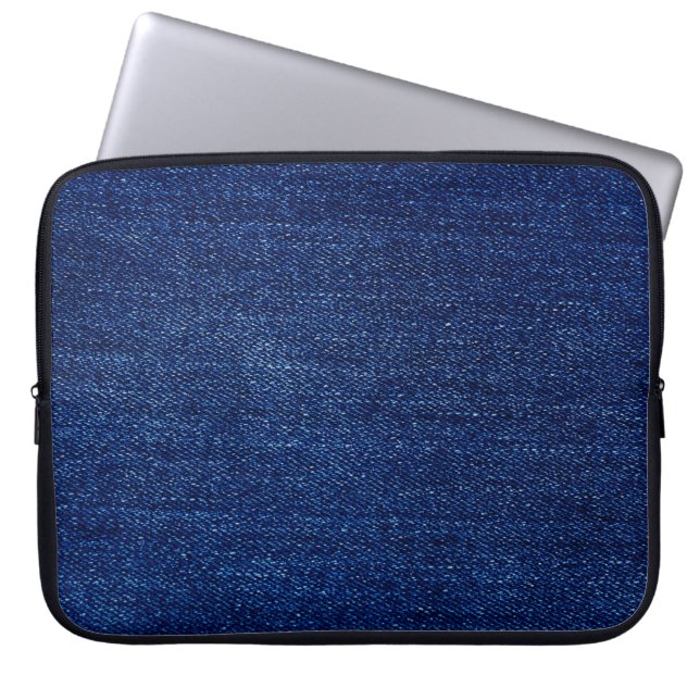 Textuur van Denim jeans fabric-achtergrond Laptop Sleeve (Voorkant)