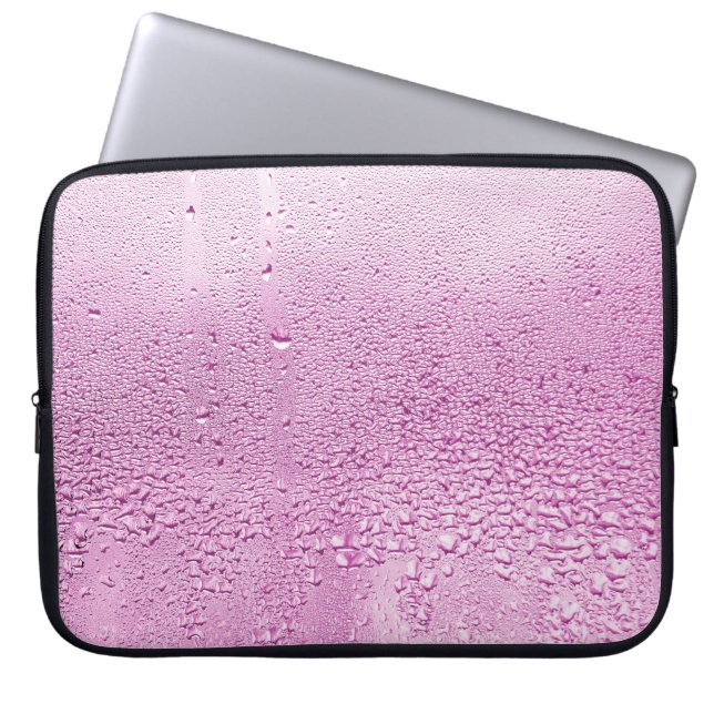 Textuur van een druppel regen op een natte glaspla laptop sleeve (Voorkant)
