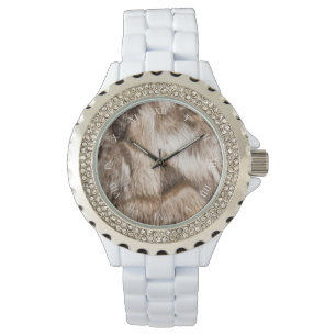textuur van elegant bont horloge