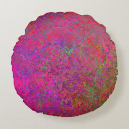 textuur van Fuschia en turquoise Rond Kussen
