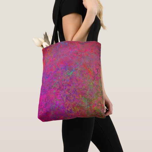 textuur van Fuschia en turquoise Tote Bag (Dichtbij)