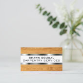 textuur van hout en van metalen faux visitekaartje (Staand voorkant)