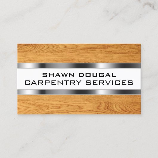 textuur van hout en van metalen faux visitekaartje (Voorkant)