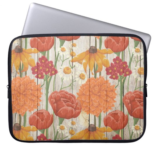 TEXTUUR VAN HOUT MET PASTEL-STROMEN LAPTOP SLEEVE (Voorkant)