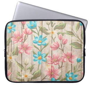 TEXTUUR VAN HOUT MET PASTEL-STROMEN LAPTOP SLEEVE