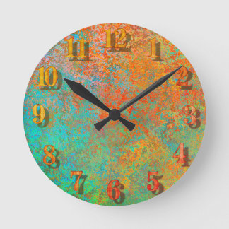 textuur van koper en turquoise ronde klok