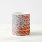 Textuur van korrelvormige metalen. Closeup Rusty m Koffiemok (Center)