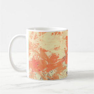 Textuur van lijnen van gekleurde verf, ondoorzicht koffiemok