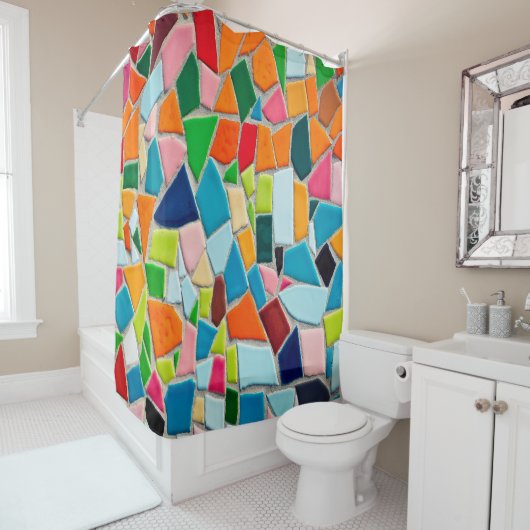 textuur van mozaïektegels sjabloon douchegordijn (In situ)