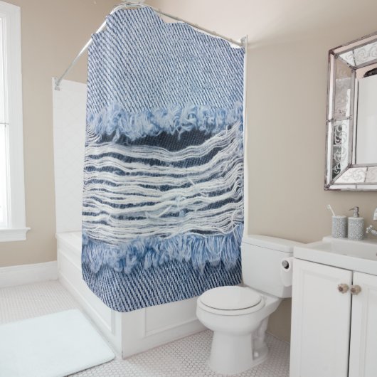 Textuur van natuurlinnen douchegordijn (In situ)