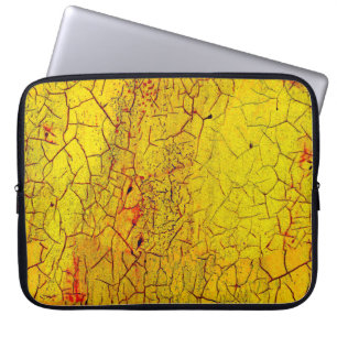 Textuur van oude gele verfgekraakte abstracte verf laptop sleeve