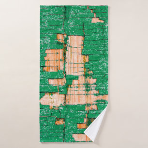 Textuur van oude houten omheining met schuurverf. badhanddoek