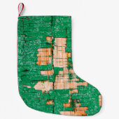 Textuur van oude houten omheining met schuurverf.  kleine kerstsok (Voorkant)