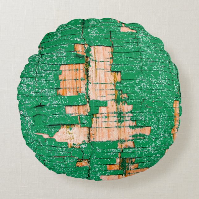 Textuur van oude houten omheining met schuurverf.  rond kussen (Voorkant)