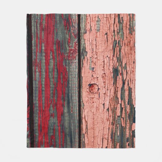 Textuur van oude houten omheining, rood en oraal g fleece deken (Voorkant)