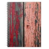 Textuur van oude houten omheining, rood en oraal g notitieboek (Voorkant)
