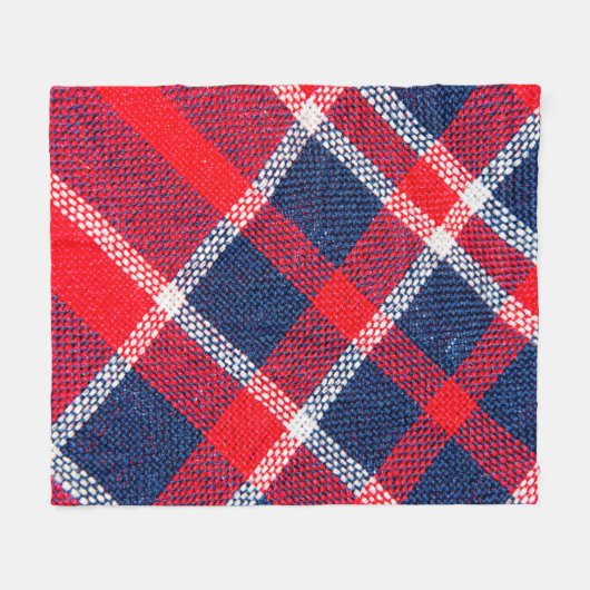 Textuur van rood en blauw, gevriesdroogd weefsel v fleece deken (Voorkant (Horizontaal))