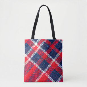 Textuur van rood en blauw, gevriesdroogd weefsel v tote bag