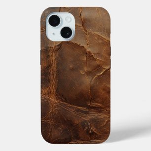  textuur van ruw leer iPhone 15 case