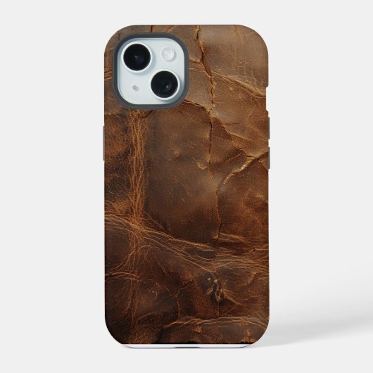 textuur van ruw leer iPhone 15 case (Achterkant)