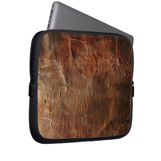  textuur van ruw leer laptop sleeve (Voorkant Rechts)