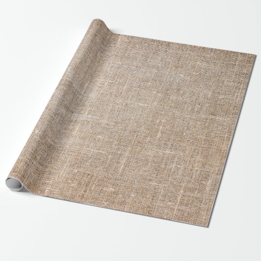 textuur van textiel, jute bruine stof cadeaupapier (Uitgerold)