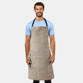 textuur van textiel, jute bruine stof schort (Gedragen)