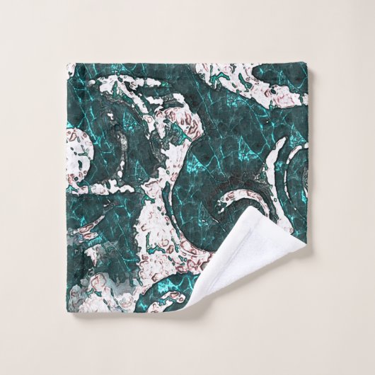 Textuur van witte vlekken gemengd in aquamarine me bad handdoek (Wasdoekje)