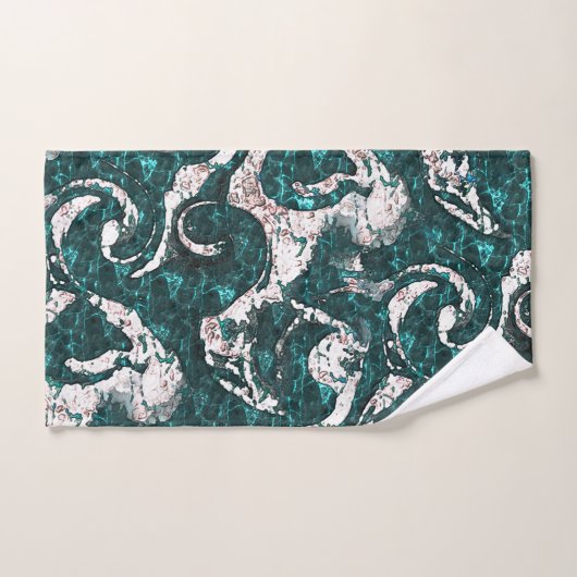 Textuur van witte vlekken gemengd in aquamarine me bad handdoek (Handdoek)