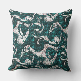 Textuur van witte vlekken gemengd in aquamarine me kussen