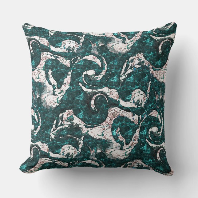 Textuur van witte vlekken gemengd in aquamarine me kussen (Voorkant)