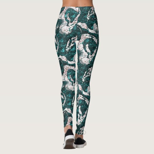 Textuur van witte vlekken gemengd in aquamarine me leggings (Achterkant)