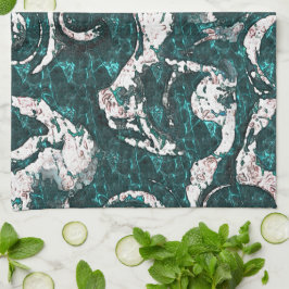 Textuur van witte vlekken gemengd in aquamarine me theedoek