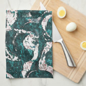 Textuur van witte vlekken gemengd in aquamarine me theedoek (Quarter Fold)