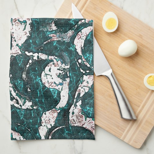 Textuur van witte vlekken gemengd in aquamarine me theedoek (Quarter Fold)