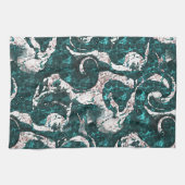 Textuur van witte vlekken gemengd in aquamarine me theedoek (Horizontaal)