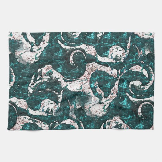 Textuur van witte vlekken gemengd in aquamarine me theedoek (Horizontaal)