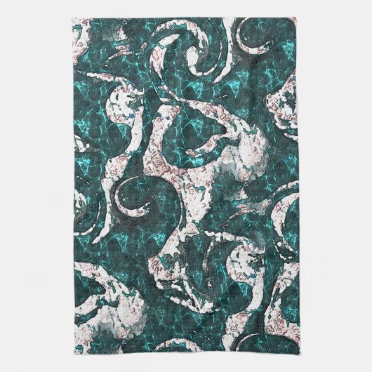 Textuur van witte vlekken gemengd in aquamarine me theedoek (Verticaal)