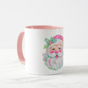 Textuur verf uitzicht preppy kerstman gezicht kers mok