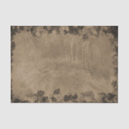 Textuur Vintage Rustiek Sepia Bloem Grunge Ontwerp Tissuepapier (Voorkant)