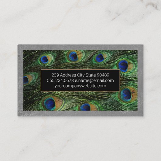 Textuur wandrand | Pauwveren Visitekaartje (Achterkant)