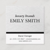 Textuur / Wit Zwart Accent Variatie Vierkante Visitekaartje (Voorkant)