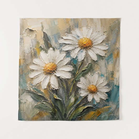 Textuur Witte Madeliefjes Boeket Wandkleed (Voorkant)