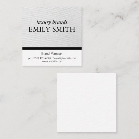 Textuur / witte zwarte variant vierkante visitekaartje (Voorkant / Achterkant)